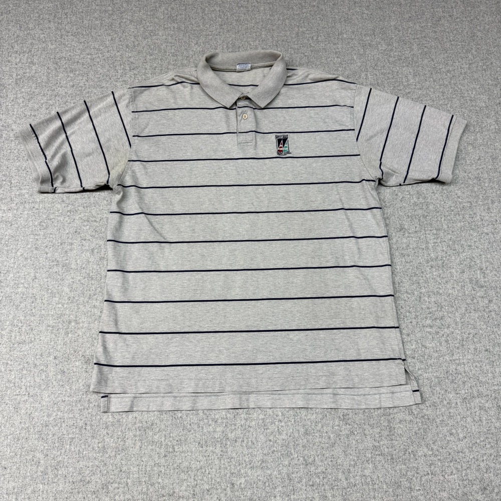Crazy Shirts | Polo Shirt | XL | Gray | West Maui Yacht Club Striped Hawaii USA